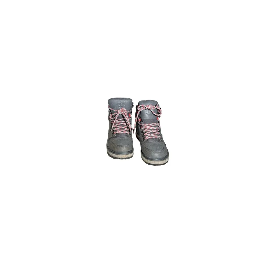 DC Shoes Peary Mens Grey Leather Winter Boots Red Accents High Top 320395 Size 9